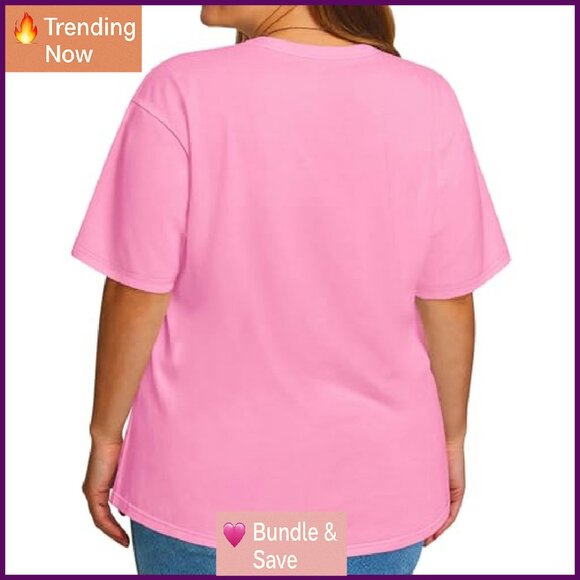 Plus Size Oversized Crewneck Tee Casual Blouse Short Sleeve Women's Top - Picture 8 of 8